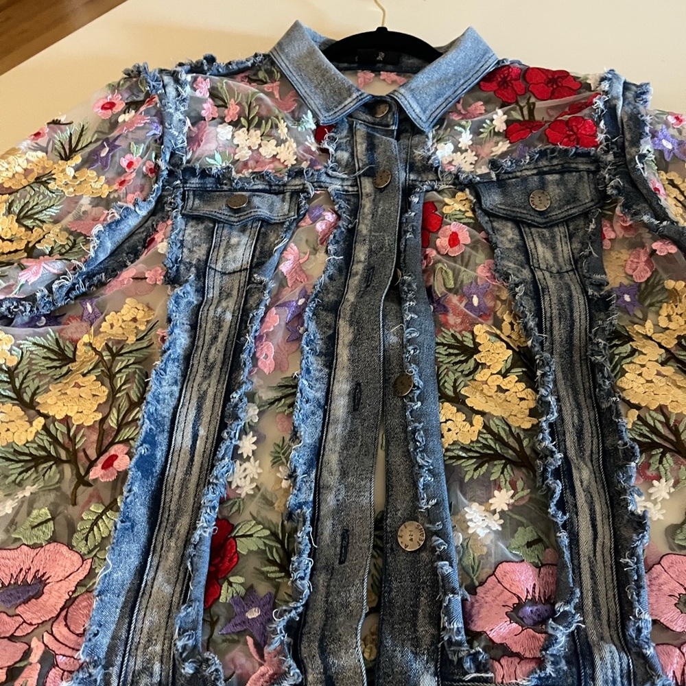 Denim Jacket with floral embroidery